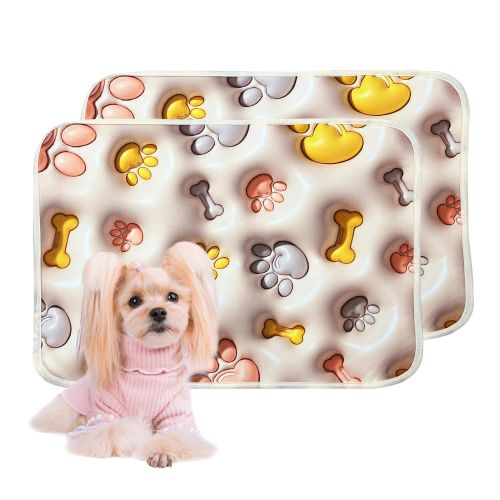 Qeils Reusable Puppy Pads, Washable Pee Pads For Dogs 2 Pcs 3D Printed Super Absorbent Leakproof Dog Training Pads, Non-Slip Potty Pads For Whelping,